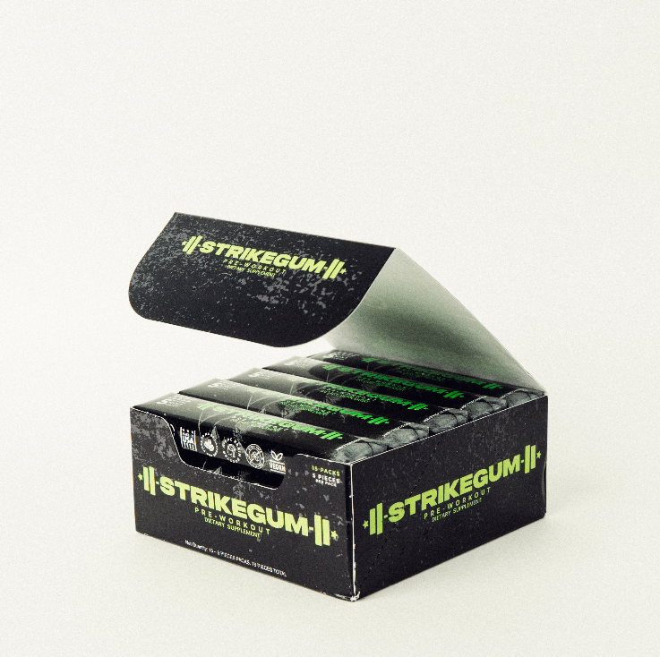 StrikeGum - Tray (5 Pieces of Gum Per Pack - 15 Packs) - Spearmint