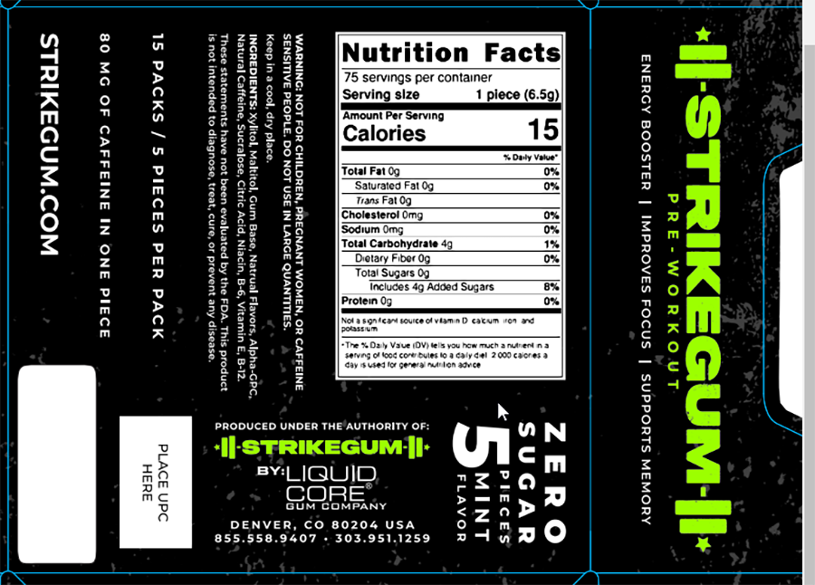 StrikeGum - 1 Pack (5 pieces of gum per pack) - Spearmint