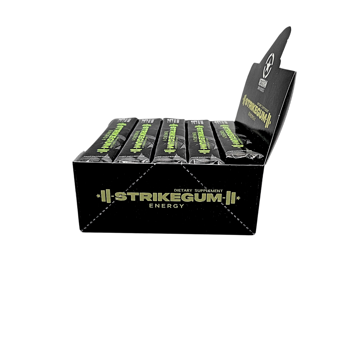 StrikeGum - Tray (5 Pieces of Gum Per Pack - 15 Packs) - Spearmint Spearmint |90mg natural caffeine|100mg alpha gpc| Sugar Free| Vegan | Made in the USA | Premium Energy Gum