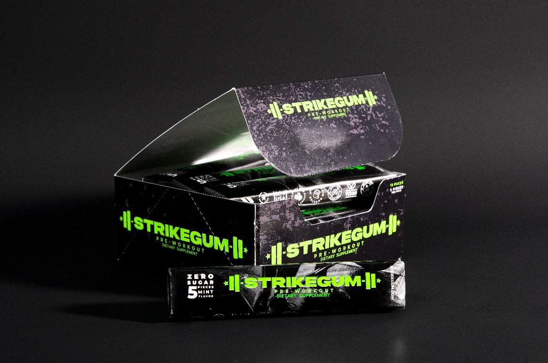 StrikeGum - Tray (5 Pieces of Gum Per Pack - 15 Packs) - Spearmint